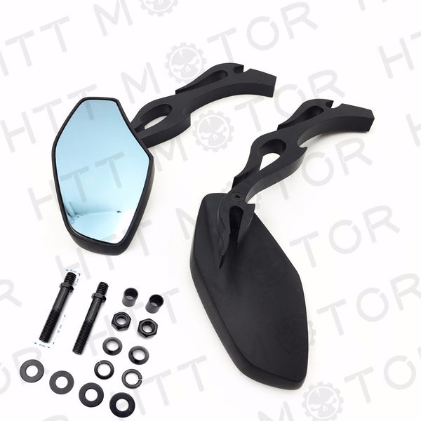 HTT- Black Motorcycle Rearview Side Mirrors For Harley Davidson Street Bike Chopper