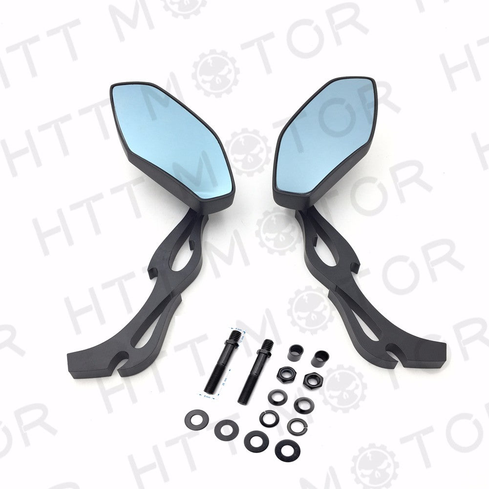 HTT- NEW Black Mirrors Universal Motorcycle Cruiser Touring for Harley Davidson