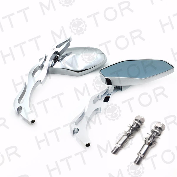 HTT- HROME REARVIEW MIRRORS FOR HARLEY DAVIDSON FLHT FLHR ROAD KING FLHTC CLASSIC