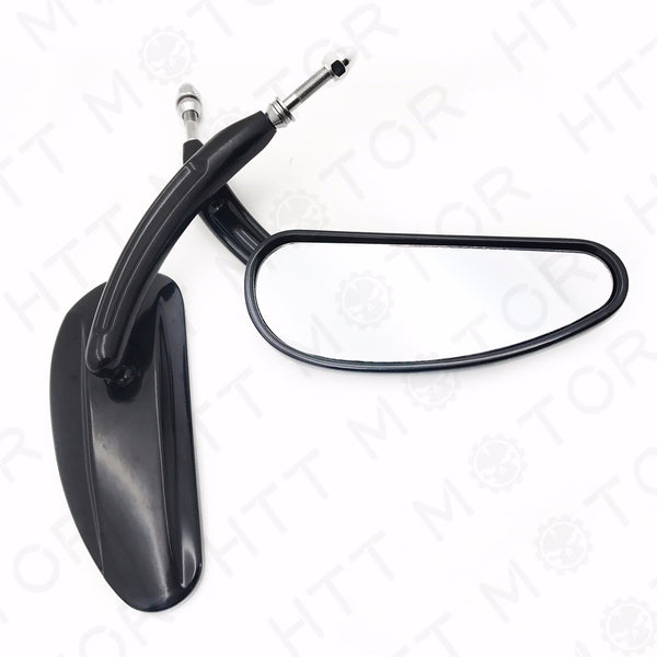 Pair Black Teardrop Racing Mirrors For Harley Street Glide Road Glide