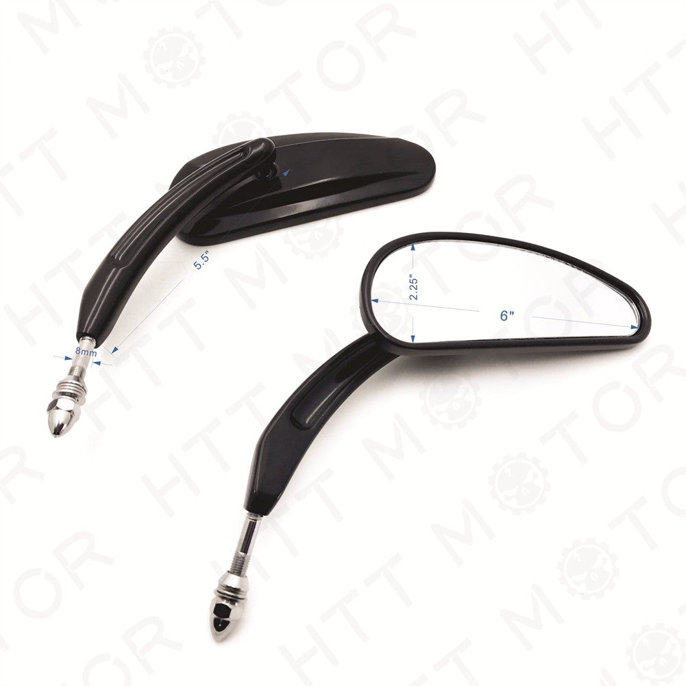 Pair Of Black Teardrop Racing Mirrors For Harley Street Glide & Road Glide - HTTMT Brand, Part USMT400-013-BK2 10 thumbnail image
