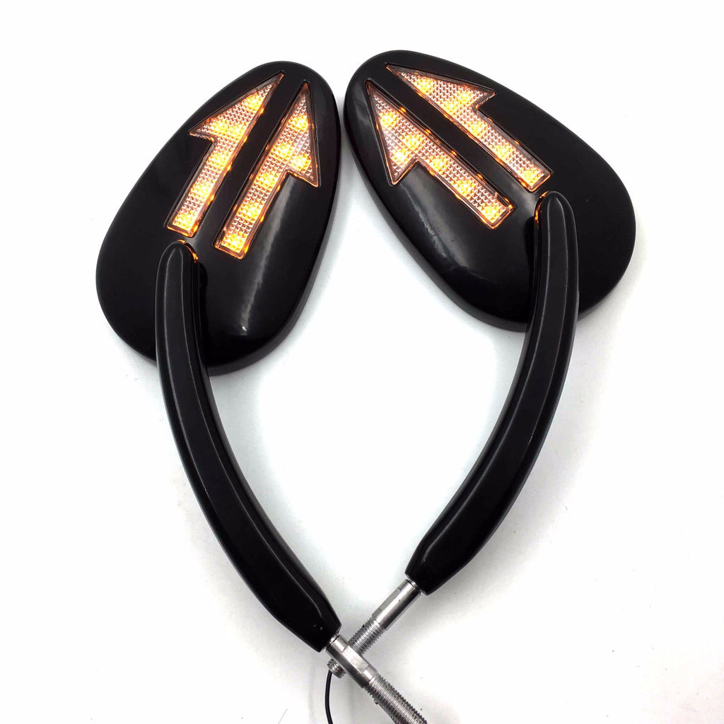 Black LED Turn Signal Rearview Mirrors For Harley Dyna Softail Sportster Touring – Pair
