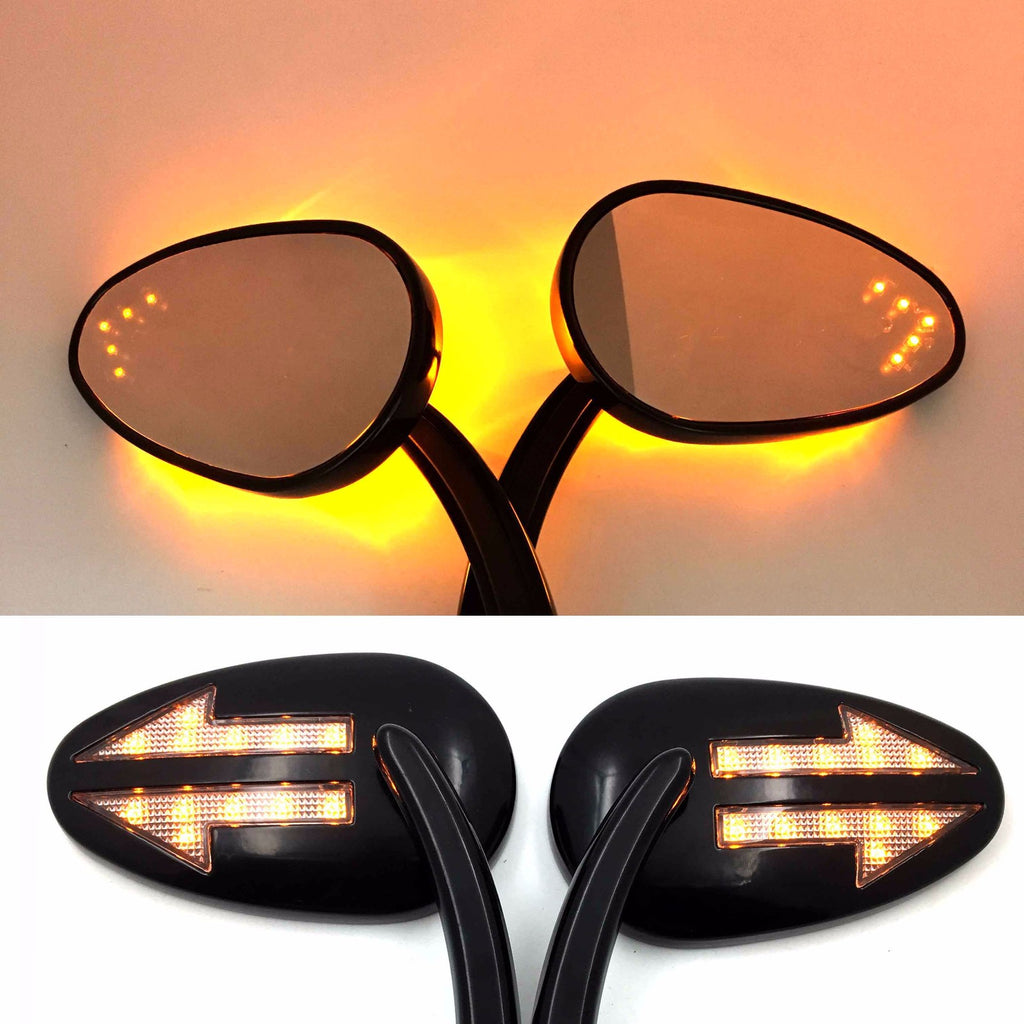 HTT Motorcycle Black Integrated Arrows LED Turn Signals Side Mirror Fit 2014-later Touring and Trike (Street Glide/ Tri Glide Ultra/CVO Limited/ Ultra Limited)