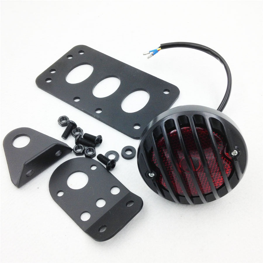 HTT Motorcycle Custom Black Side Mount Tag License Plate Holder Bracket with LED Tail Light Brake Light For Harley Softail Touring Sporster