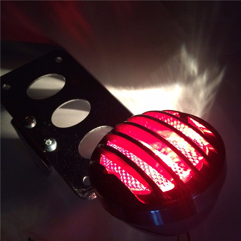 thumbnail interactive-video image 1 of Custom Motorcycle Brake Tail Light With License Plate Bracket – For Harley Chopper 1 of 5