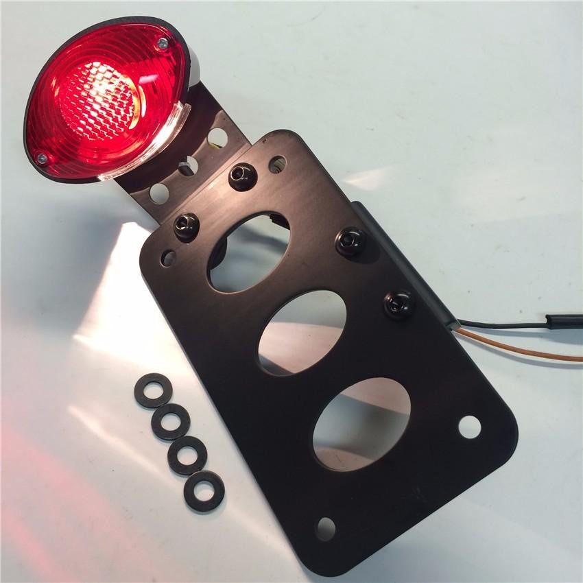 Black Custom Horizontal Vertical Side Mount License Plate Bracket with Red Taillight Fits most Applications Harley Metric Bikes Choppers See picture for detail measurement