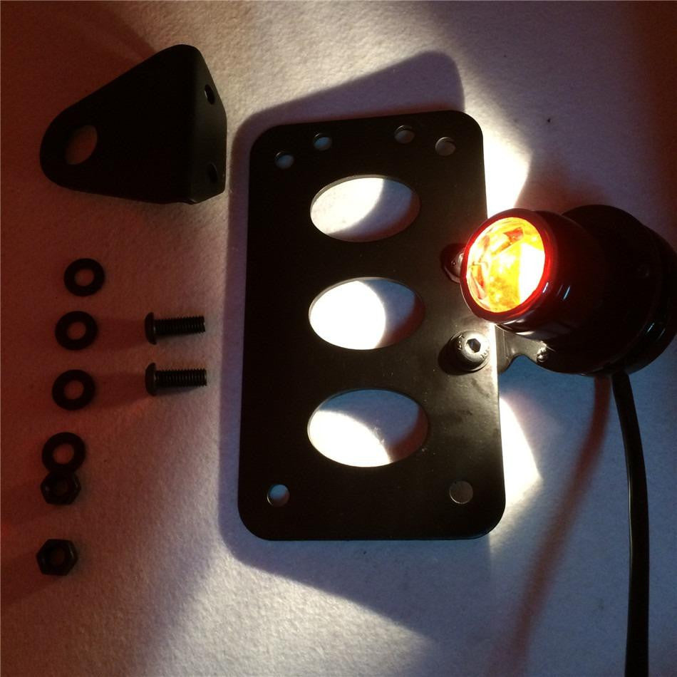 LED License Plate Brake Light With Curved Bracket - Fits Harley Sportster, Bobber, Chopper & Custom Bikes