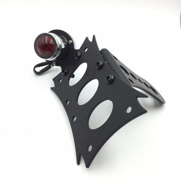 HTT Motorcycle Black Horizontal Vertical Zigzag Side Mount License Plate Bracket 7"x 4" CD BK LED Tail Brake Light Integrated For Harley Touring Bobber Chopper Honda Kawasaki Suzuki Yamaha