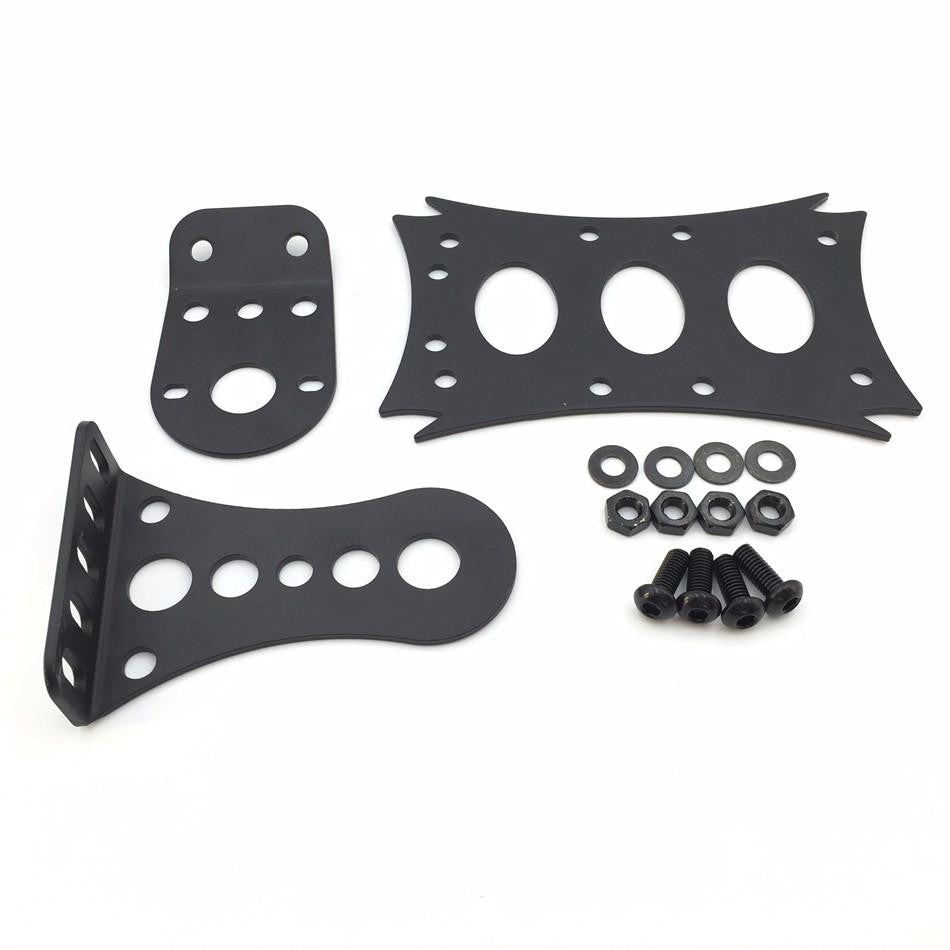 HTT Motorcycle Black Custom Horizontal Vertical Zigzag Style Side Mount License Plate Bracket 7"x 4" For Harley Davidson Touring Bobber Chopper Honda Kawasaki Suzuki Yamaha