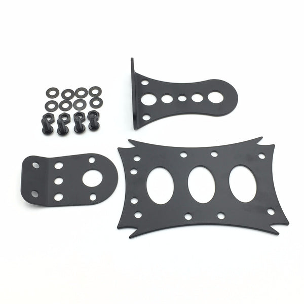 HTT Motorcycle Black Horizontal Vertical Zigzag Side Mount 7 3/10" x 4 4/5" License Plate Bracket light Bracket For Harley Bobber Chopper Custom Suzuki Kawasaki Yamaha Honda