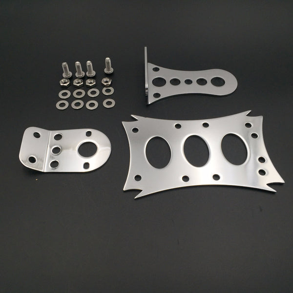 HTT Motorcycle Chrome Horizontal Vertical Zigzag Side Mount 7 3/10" x 4 4/5" License Plate Bracket light Bracket For Harley Bobber Chopper Custom Suzuki Kawasaki Yamaha Honda