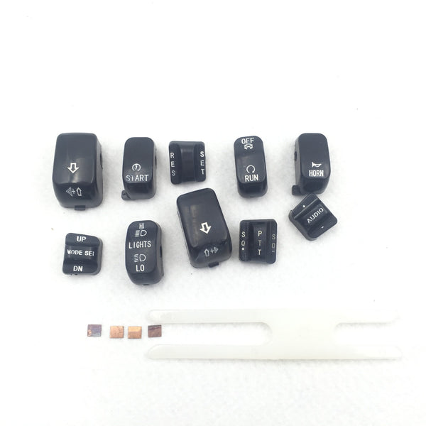 HTT Motorcycle Black Hand Controls Switch Housing Buttons Caps Cover For Harley Touring 1996-2013 FLHTCU/FLHTK/ FLTR/FLTRU and 2009-2013 FLHTCUTG