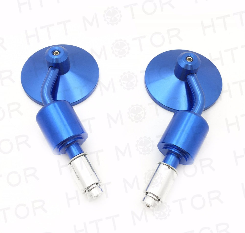 HTT- CNC Round 7/8"Handle Bar End Rearview Mirrors For Yamaha Suzuki Ducati BMW Buell