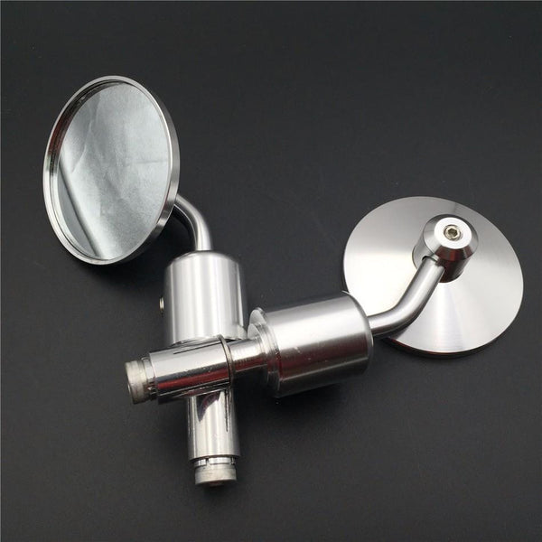 HTT Motorcycle A Set CNC Silver Rear View Handle Bar End Round Mirrors 7/8" For Aprilia Tuono Mana Dorsoduro Shiver Pegaso SXV Scarabeo Sportcity SR50R