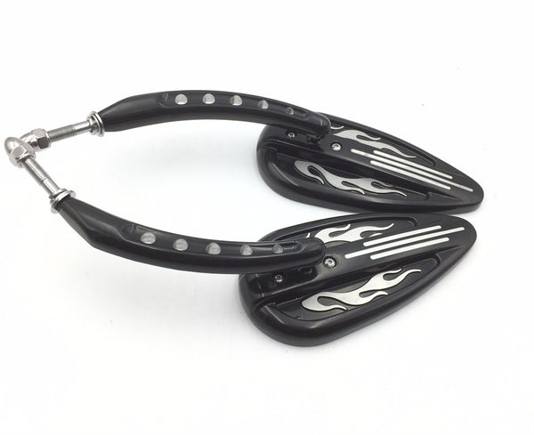 HTT Motorcycle Customize Black Flame Groove Side Mirrors Raindrop Shape For Harley Night Train FXSTB Springer Softail FXSTS Sportster 1200 XLH1200