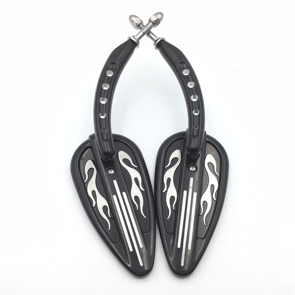HTT Motorcycle Customize Black Flame Groove Side Mirrors Raindrop Shape For Harley Davidson Dyna Super Glide T Sport FXDXT