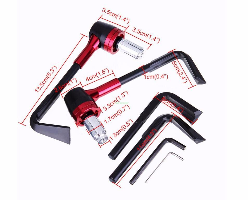 HTT Motorcycle Universal Black Red CNC 7/8" (22mm) Protector Handlebar Brush Proguard System Pro Brake Clutch Levers Protect Guard For Harley Dyna Honda CBR  VFR CR  XR Yamaha FZR  YZF PW TW