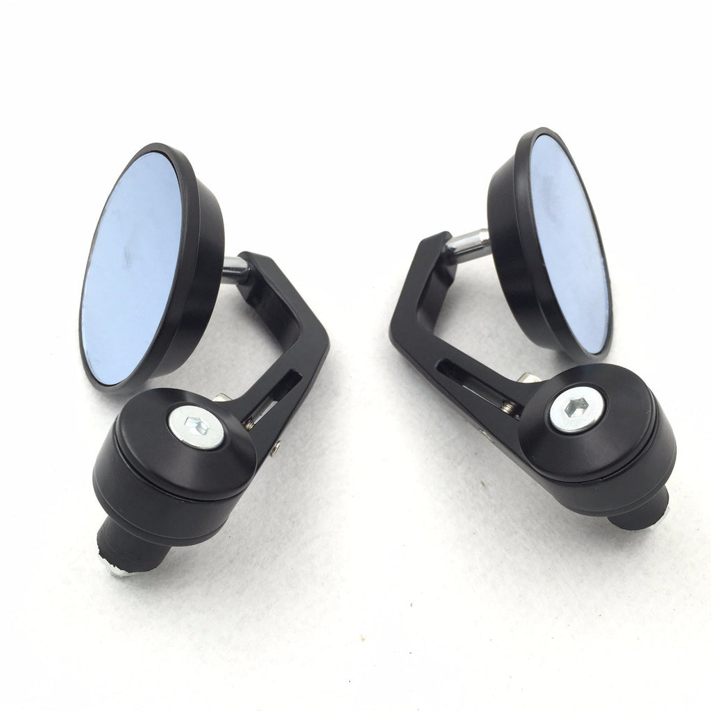 HTT Motorcycle Black 2PCs Adjustable Heavy Duty Round Street Bike Bar End Mirrors 7/8" For BMW Suzuki Yamaha Honda Kawasaki Buell Ducati