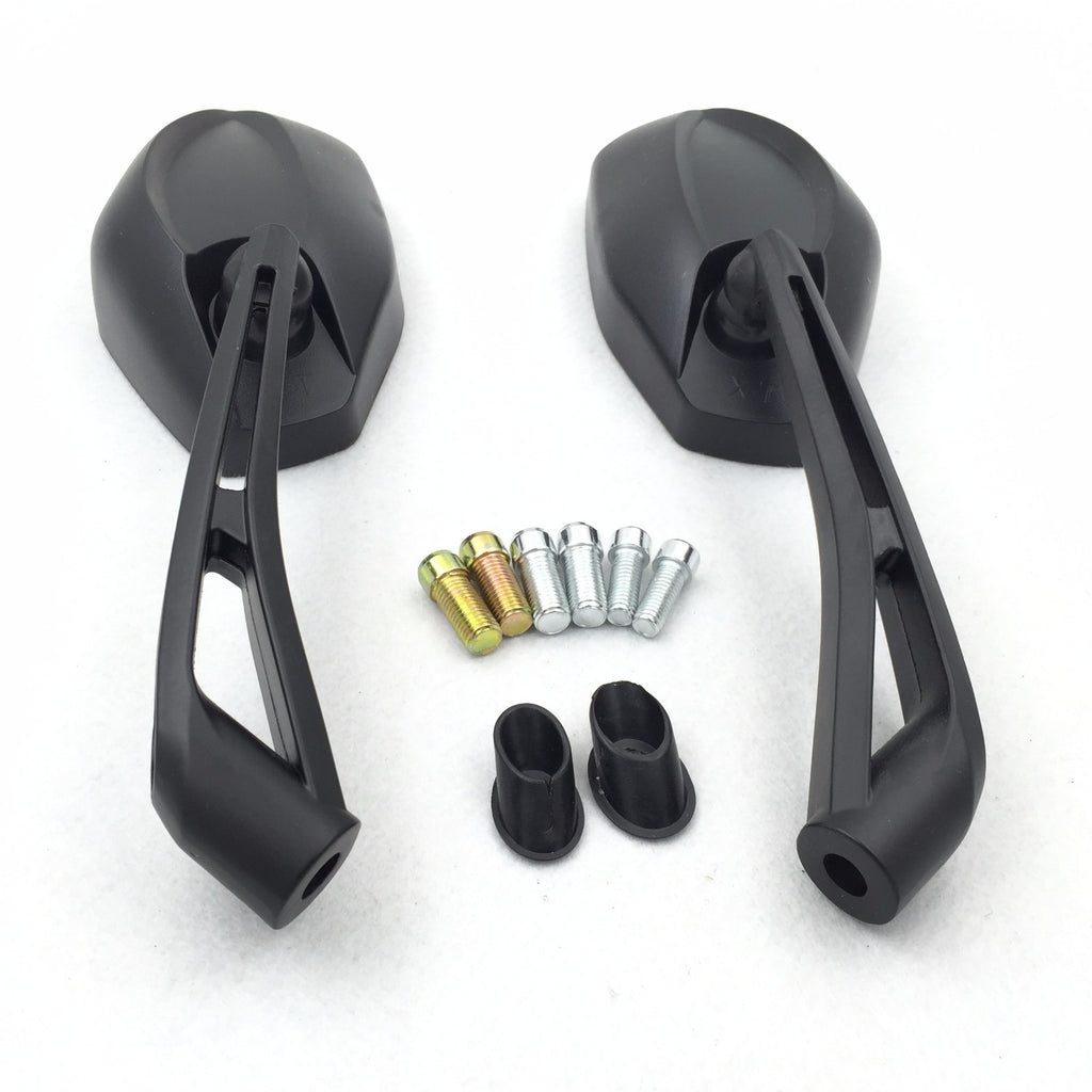 HTT Motorcycle Black Rearview Mirrors 8mm 10mm Fit All Motorcycle Standard Naked Street Bike with Standard Metric Screws 7/8" handlebar Honda CB1000R Shadow Valkyrie