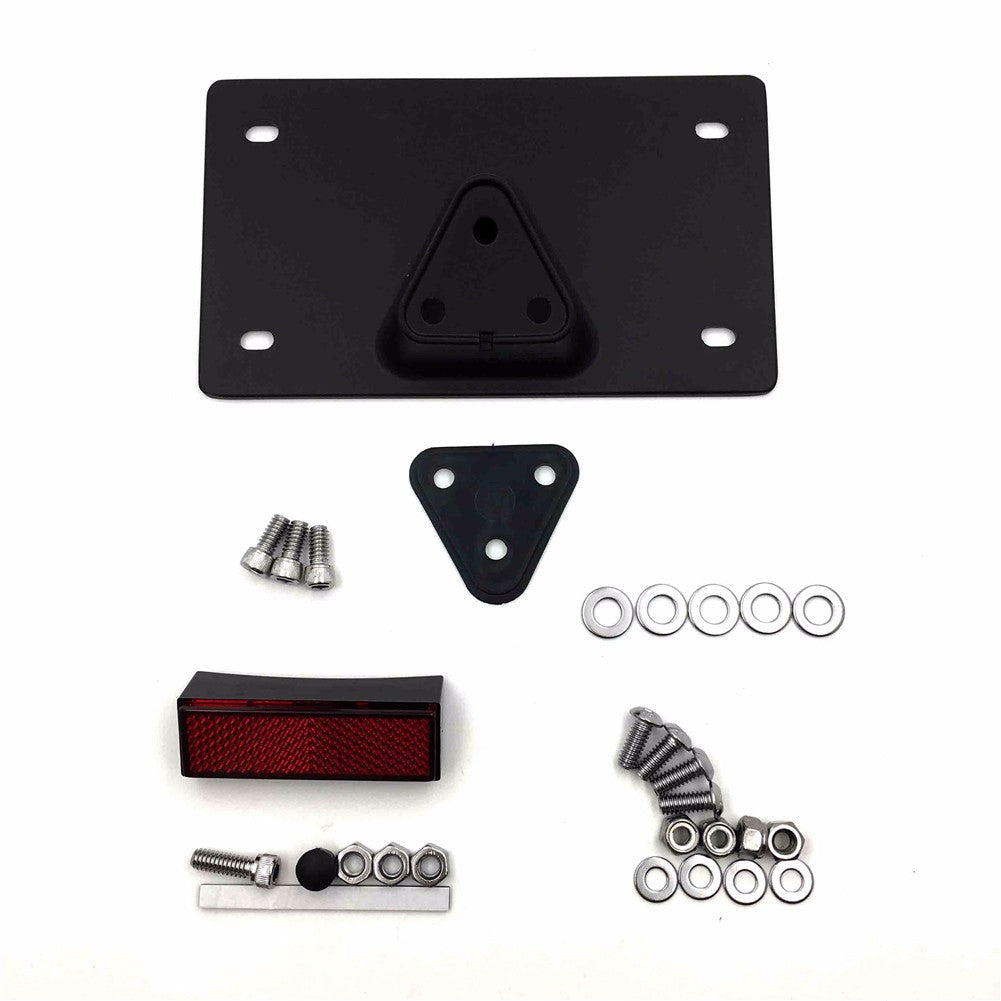 HTT- Black Layback License Plate Mounting Kit For Harley Davidson license plate up to 7-1/4" x 4-1/4" (Low Rider FXDL/ Low Rider S/ Wide Glide / Heritage Softail Classic / Fat Boy )