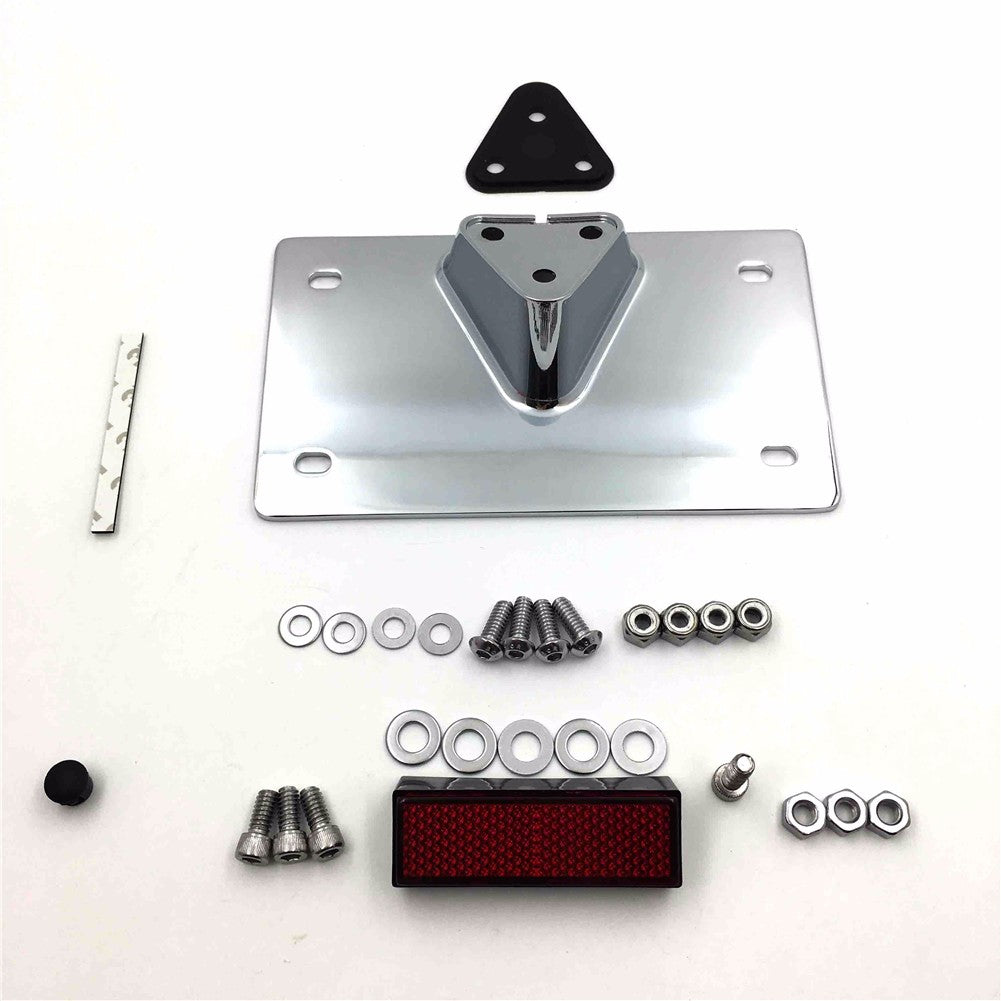 HTT- Chrome Layback License Plate Mounting Kit For Harley Davidson license plate up to 7-1/4" x 4-1/4" (Softail Deluxe FLSTN/ CVO Softail Deluxe FLSTNSE/ SuperLow XL883L)