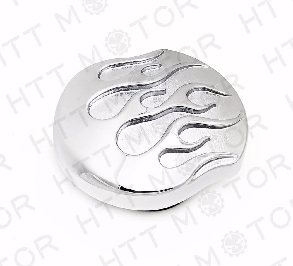 GAS CAP CHROME FLAME CUSTOM FOR HARLEY 84-15 FUEL TANK SCREW IN