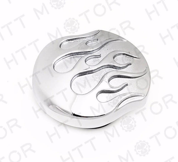GAS CAP CHROME FLAME CUSTOM FOR HARLEY 84-15 FUEL TANK SCREW IN