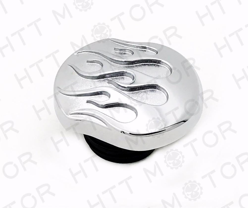 Chrome Flame Gas Cap Vented Fuel Cap for Harley XL & Big Twin Gas Tank Cap 84-15
