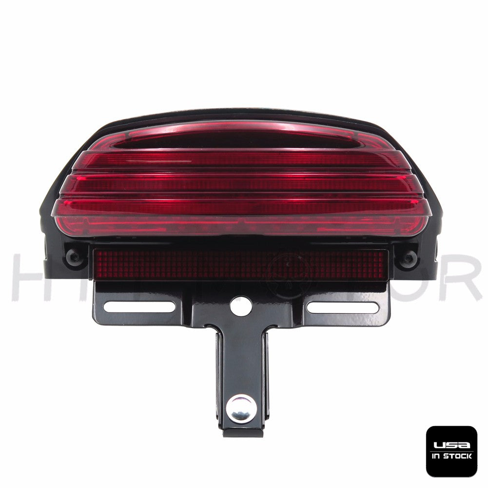HTTMT- Tri-Bar LED Fender Turn Signal Tail Light Bracket Red For Harley Softail FXST 06