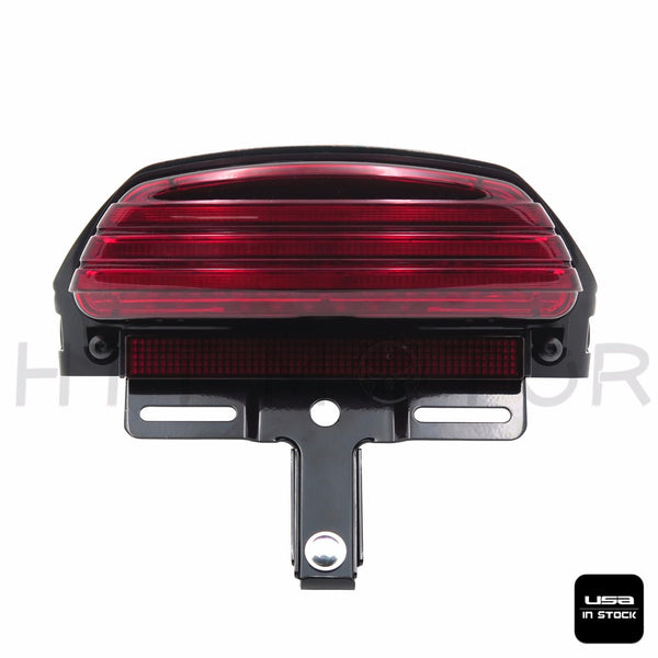 HTTMT- Tri-Bar LED Fender Turn Signal Tail Light Bracket Red For Harley Softail FXST 06