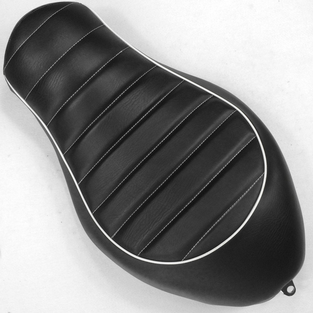 HTT Motorcycle Black Custom Solo Driver Cross Stripe Style Leather Seat For 2005 2006 2007 2008 2009 2010 2011 2012 2013 Harley Davidson XL883N XL883L XL883X