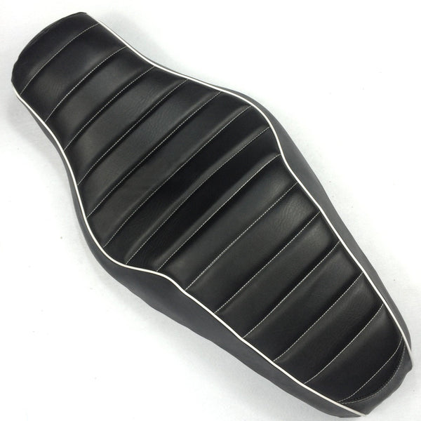 HTT Motorcycle Black Custom Driver Passenger 2-up Cross Stripe Style Leather Seat For 2005 2006 2007 2008 2009 2010 2011 2012 2013 Harley Davidson XL883N XL883L XL883X