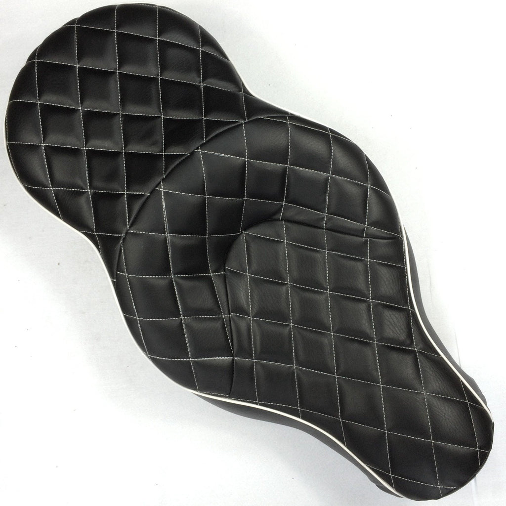 HTT Motorcycle Black Custom Thick Driver Passenger 2-up Diamond Stitch Style Leather Seat For 2005 2006 2007 2008 2009 2010 2011 2012 2013 Harley Davidson XL883N XL883L XL883X