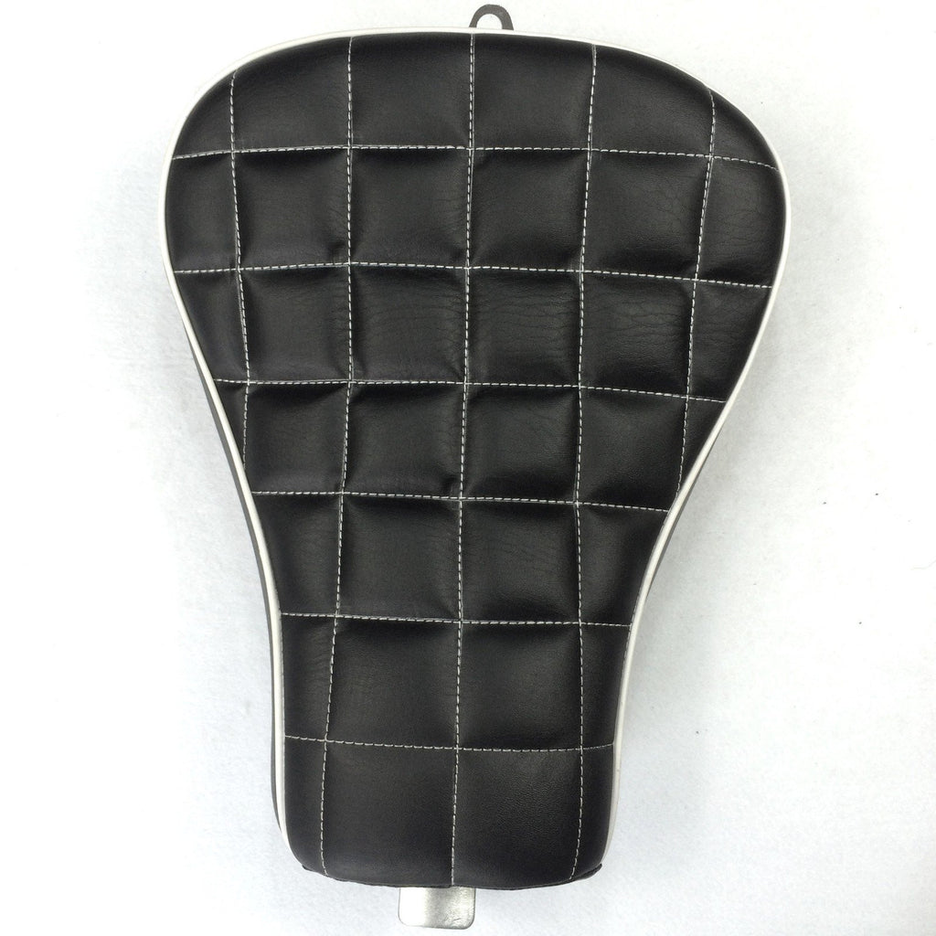 HTT Motorcycle Black Custom Front Solo Driver Checks Style Leather Seat For 2010 2011 2012 2013 2014 2015 Harley Davidson XL1200X X48 X72