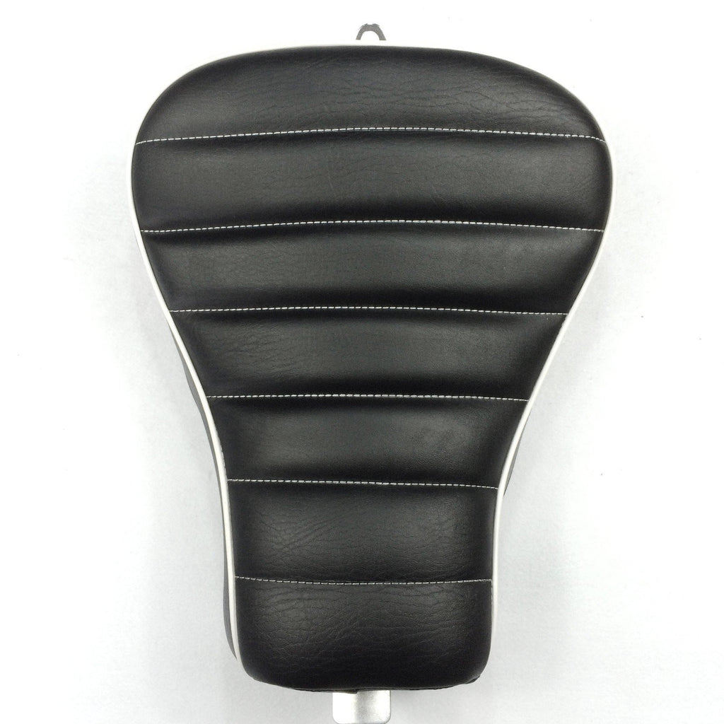 HTT Motorcycle Black Custom Front Solo Driver Cross Stripe Style Leather Seat For 2010 2011 2012 2013 2014 2015 Harley Davidson XL1200X X48 X72