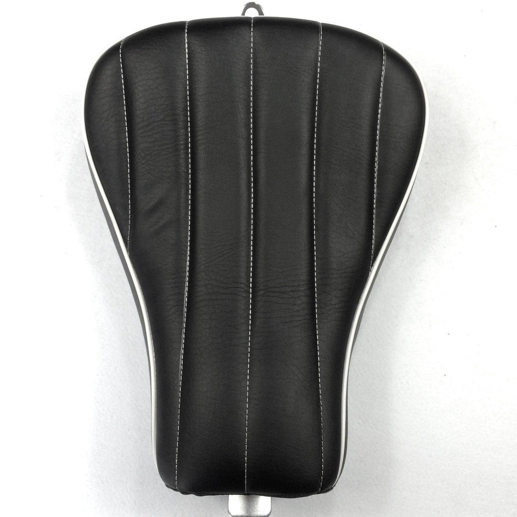 HTT Motorcycle Black Custom Front Solo Driver Vertical Stripes Style Leather Seat For 2010 2011 2012 2013 2014 2015 Harley Davidson XL1200X X48 X72
