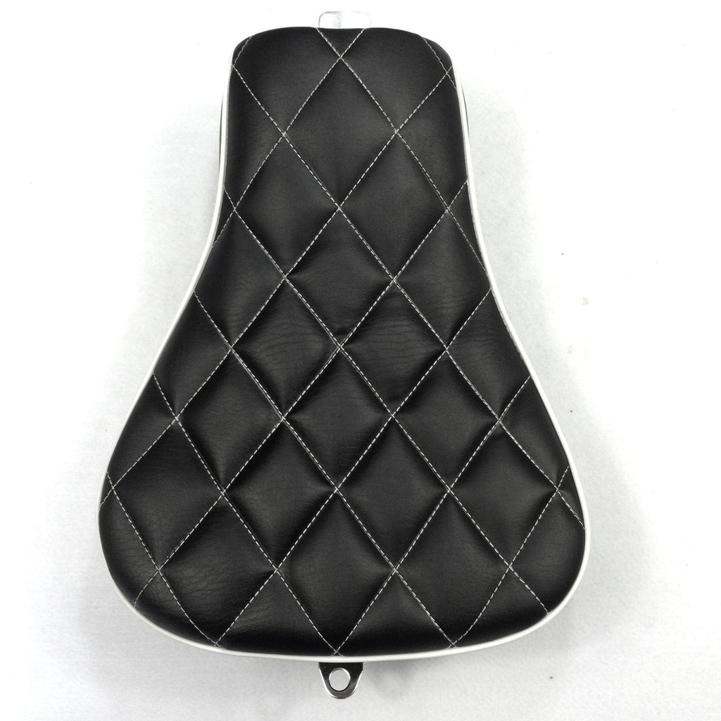 HTT Motorcycle Black Custom Front Solo Driver Diamond Stitch Style Leather Seat For 2010 2011 2012 2013 2014 2015 Harley Davidson XL1200X X48 X72