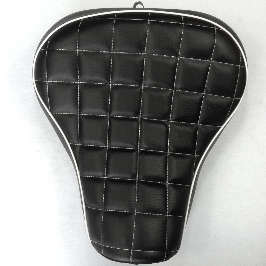 HTT Motorcycle Black Custom Front Solo Driver Checks Style Leather Seat For 2005 2006 2007 2008 2009 2010 2011 2012 2013 Harley Davidson XL 1200S Sportster