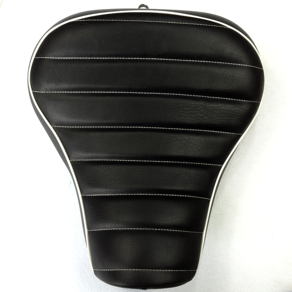 HTT Motorcycle Black Custom Front Solo Driver Cross Stripe Style Leather Seat For 2005 2006 2007 2008 2009 2010 2011 2012 2013 Harley Davidson XL 1200S Sportster