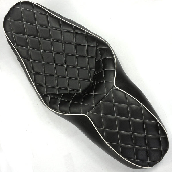 HTT Motorcycle Black Custom Driver Passenger 2-up Diamond Stitch Style Leather Seat For 2007 2008 2009 2010 2011 2012 2013 2014 2015 Harley Davidson FLHR- Road King FLHX- Street Glide