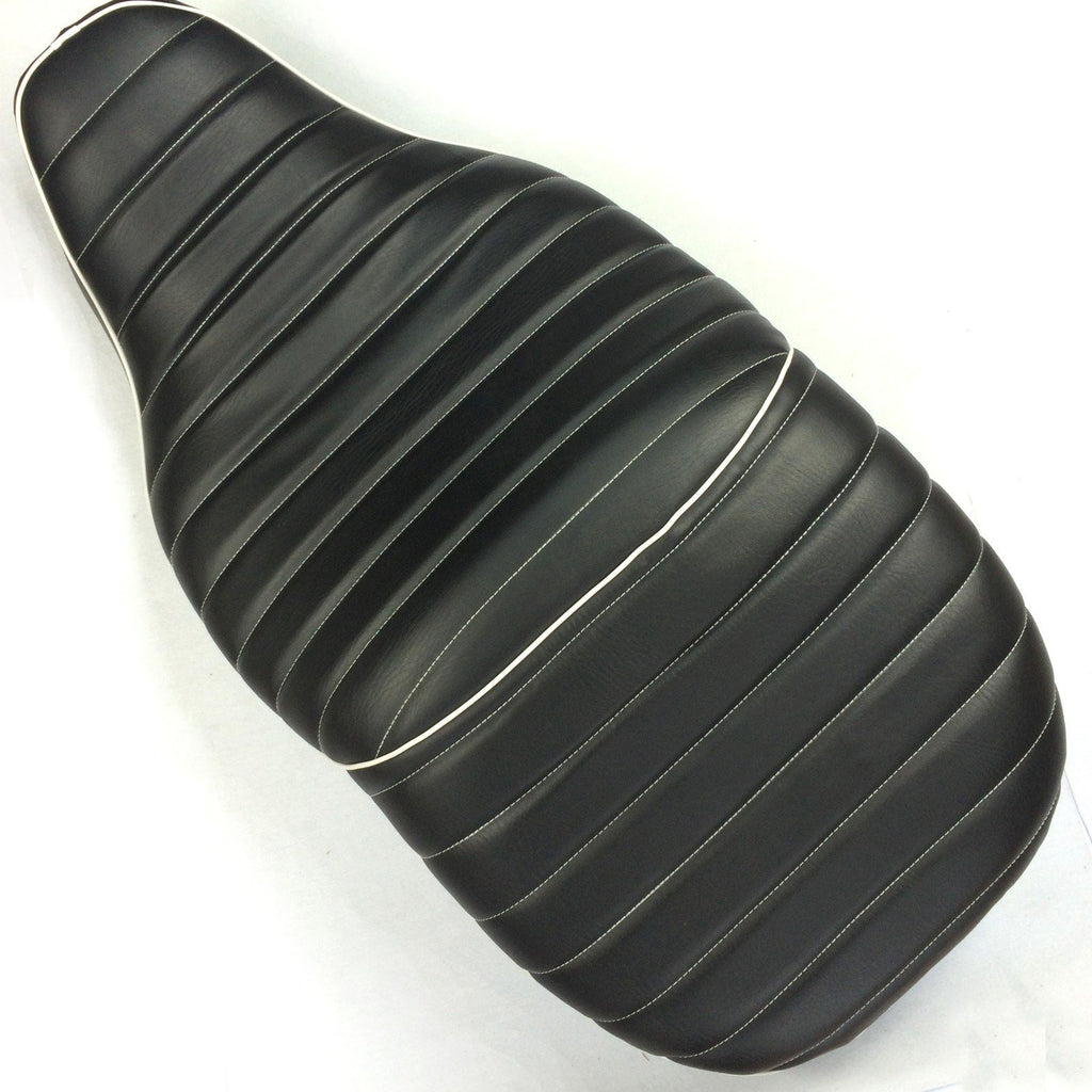 HTT Motorcycle Black Custom Driver Passenger 2-up Cross Stripe Style Leather Seat For 2007 2008 2009 2010 2011 2012 2013 2014 2015 Harley Davidson FLHT- Electra Glide Standard