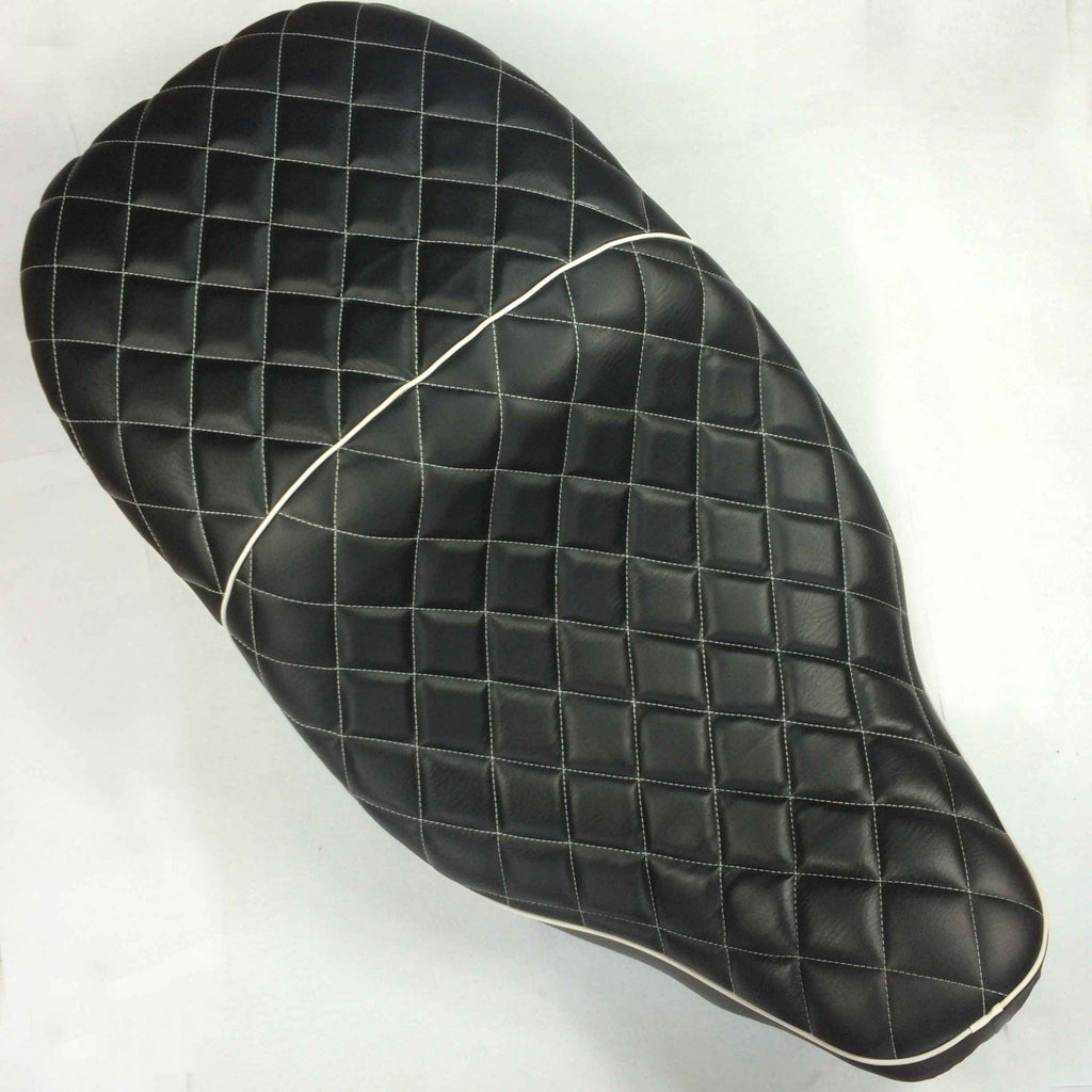 HTT Motorcycle Black Custom Driver Passenger 2-up Diamond Stitch Style Leather Seat For 2007 2008 2009 2010 2011 2012 2013 2014 2015 Harley Davidson FLHT- Electra Glide Standard