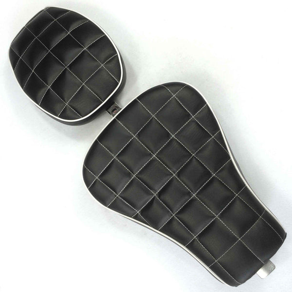 HTT Motorcycle Black Custom Front Back Driver Pssenger Kit Checks Style Leather Seat For 2010 2011 2012 2013 2014 2015 Harley Davidson XL1200X X48 X72