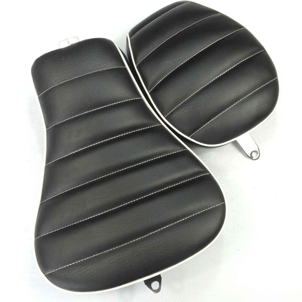 HTT Motorcycle Black Custom Front Back Driver Pssenger Kit Cross Stripe Style Leather Seat For 2010 2011 2012 2013 2014 2015 Harley Davidson XL1200X X48 X72