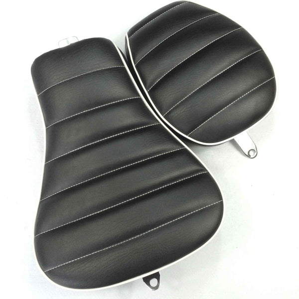 HTT Motorcycle Black Custom Front Back Driver Pssenger Kit Cross Stripe Style Leather Seat For 2010 2011 2012 2013 2014 2015 Harley Davidson XL1200X X48 X72