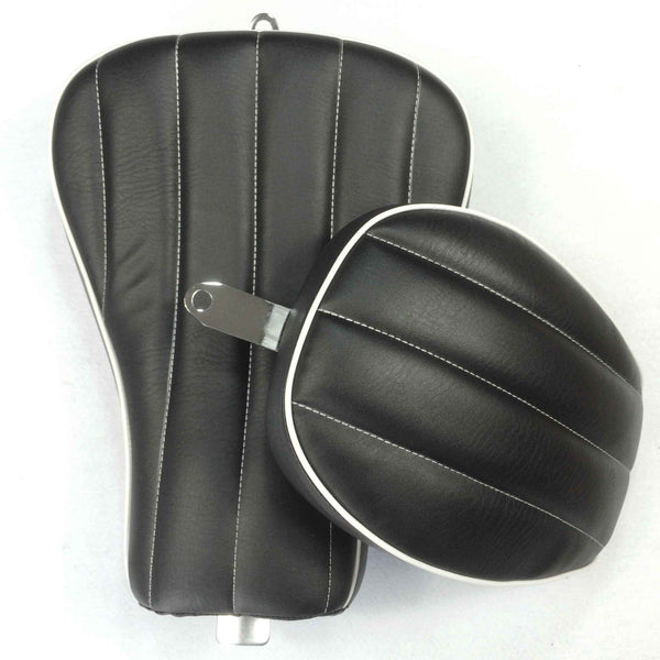 HTT Motorcycle Black Custom Front Back Driver Pssenger Kit Vertical Stripes Style Leather Seat For 2010 2011 2012 2013 2014 2015 Harley Davidson XL1200X X48 X72