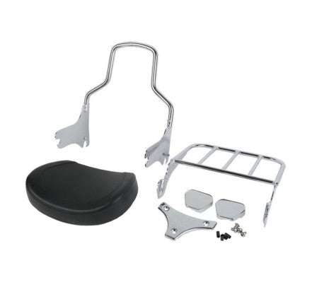 HTT Motorcycle Chromed Backrest Detachable Sissy Bar Luggage Rack Set For Harley Davidson 1997-2008 Road King FLHT FLHX and FLTR / 2006-2008 FLHTC