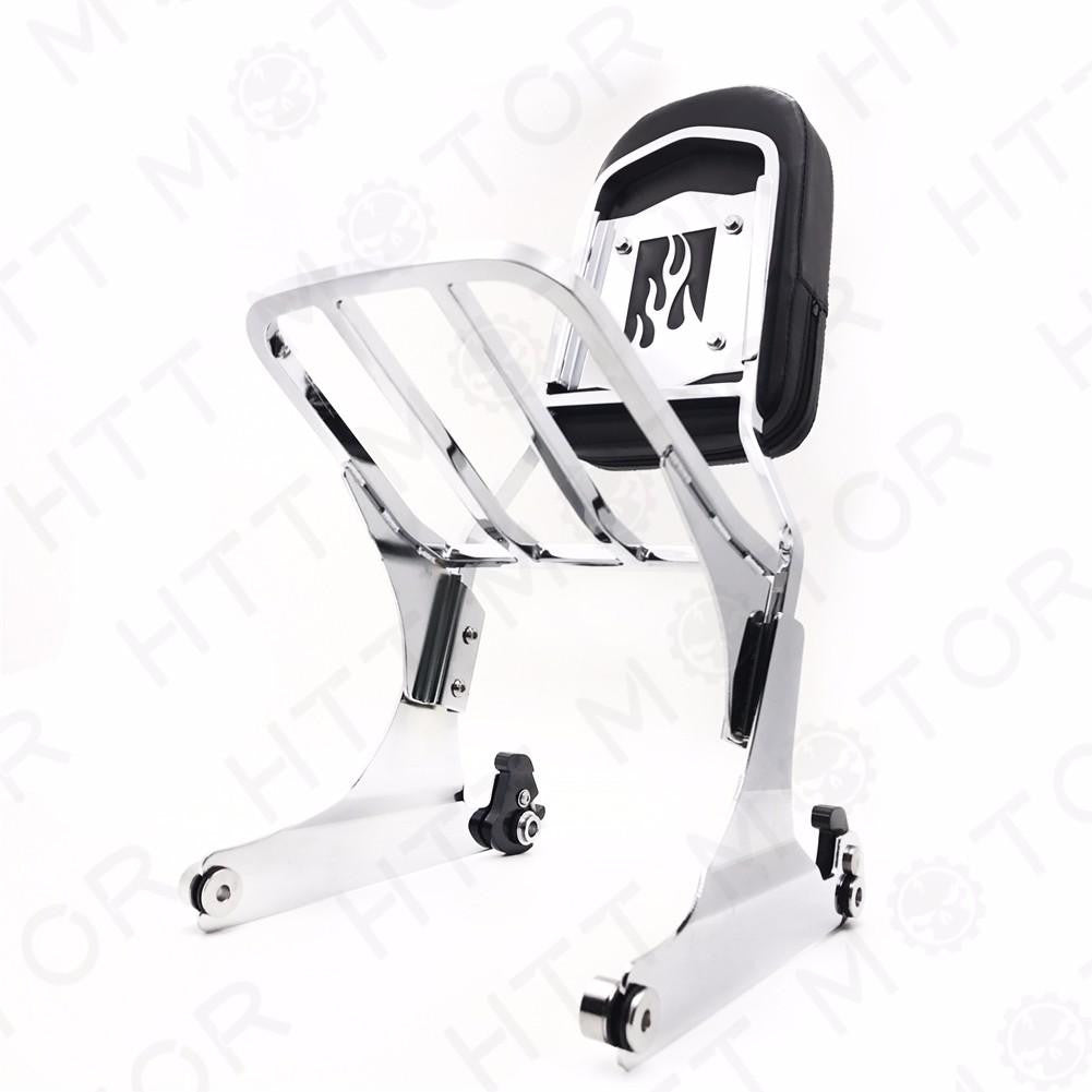 Chrome Detachable Sissy Bar Backrest & Luggage Rack for Harley Softail FLH