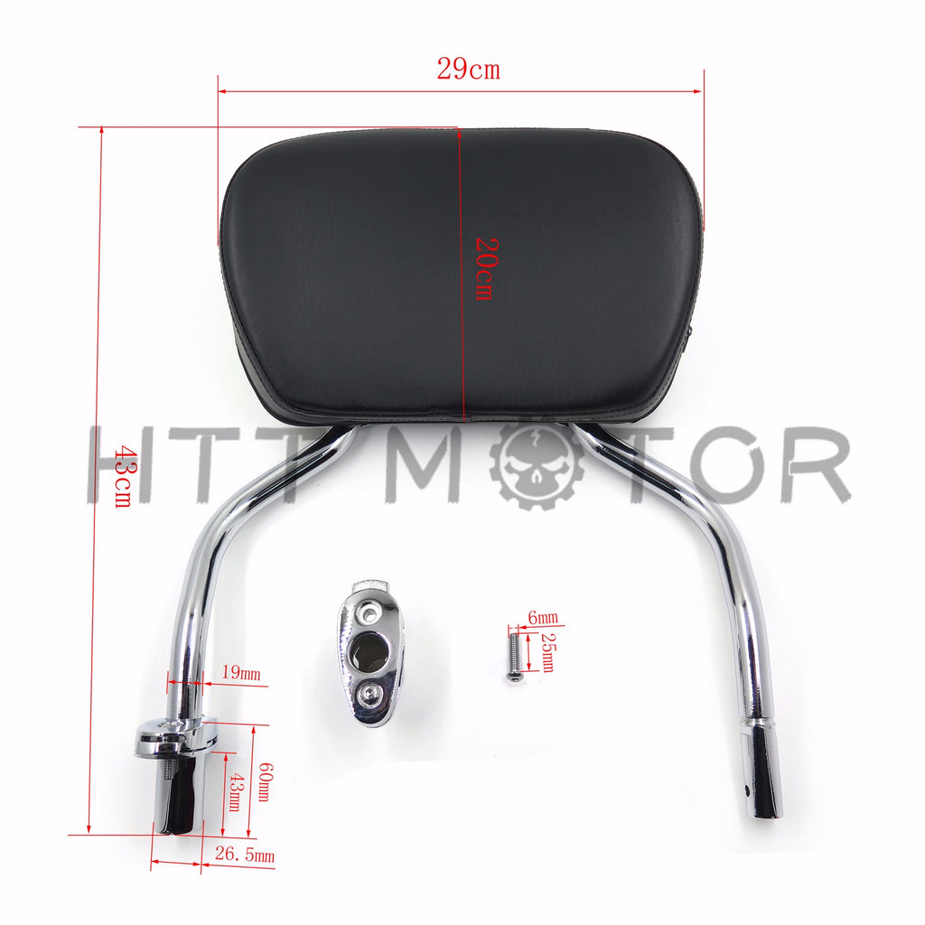 HTTMT Skull Detachable Sissy Bar Pad W/ Backrest For 2015-2017 Harley FLRT FreeWheeler