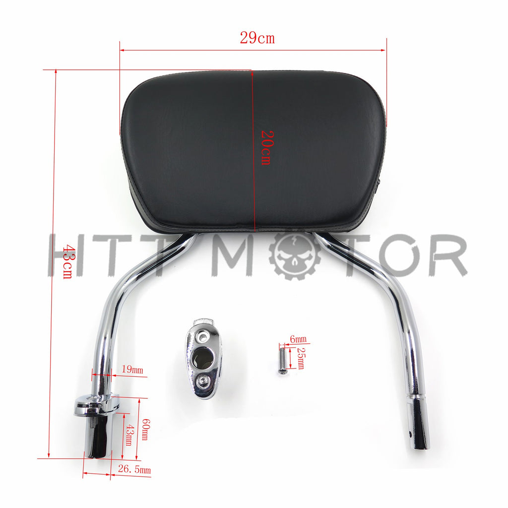 HTTMT Chrome Detachable SissyBar Pad Backrest For Harley FLRT Freewheeler 2015-2017